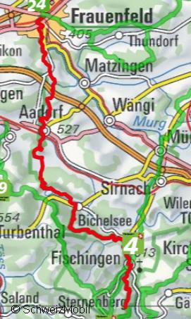 Wanderkarte, gezeichnet mit
                SchweizMobilPlus