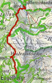 Wanderlandkarte, gezeichnet mit
                    SchweizMobilPlus