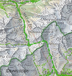 Wanderland-Karte mit eingezeichneter Route