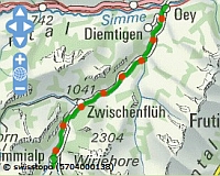 Wanderland-Karte mit eingezeichneter Route