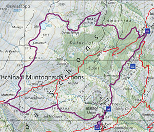 Wanderlandkarte, Schamserberg im Sommer