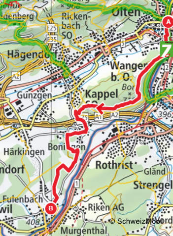 Karte SchweizMobilPlus Olten - Fulenbach