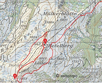 Winterwanderungen Betelberg / Leiterli ob Lenk,
                  gezeichnet mit SchweizMobilPlus