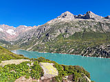 Blick ins Chelenalptal. Über dem Göscheneralpsee sieht man die Bergseehütte, Aug.24