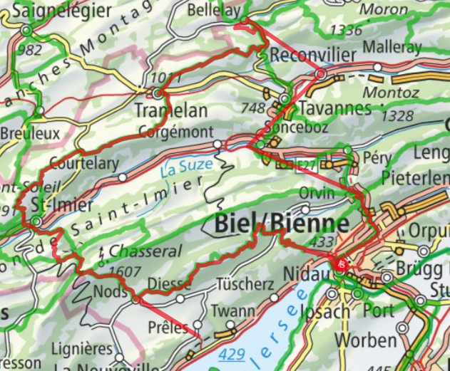 2025 ganze Tour Via Berna, Übersicht, Karte SchweizMobilPlus 2025 ganze Tour Übersicht, Karte SchweizMobilPlus