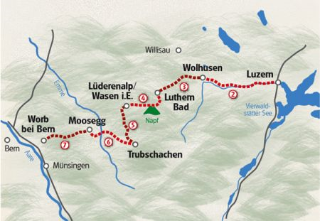 Karte Emmentaler-Wanderwoche