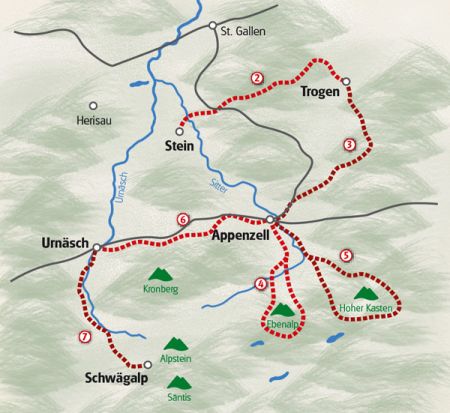 Karte Appenzeller-Wanderwoche