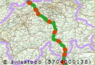 Wanderlandkarte mit eingezeichneter Route
