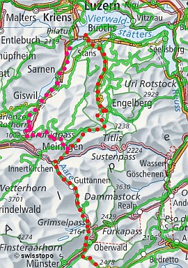 Wanderlandkarte mit
                    Sbrinz-Routen