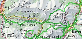 Wanderland-Karte mit Schweizer Wanderwegnetz