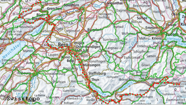 Via Berna, Route Nr.38 auf der SchweizMobil-Karte