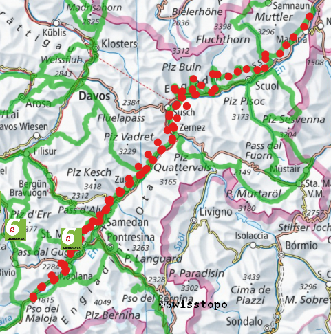 Karte SchweizMobil Via Engiadina